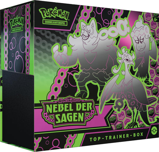 Pokémon Top-Trainer-Box Nebel der Sagen – Deutsch | 9 Boosterpacks, Promokarte & Zubehör | Scarlet & Violet SV06 | Sealed
