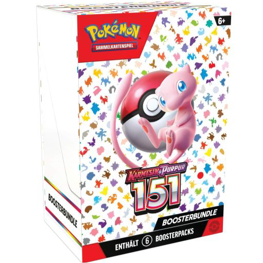 Pokémon TCG 151 Booster Bundle – 6 Boosterpacks der Scarlet & Violet 151 Erweiterung mit klassischen Kanto-Pokémon wie Glurak, Mew und Bisasam – offizielles Sammelkarten-Set für Sammler und Fans