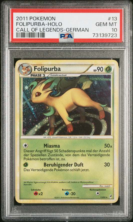 Pokémon Folipurba Holo PSA 10 - POP 1 Ruf der Legenden 13/95 - Near Mint (DE)