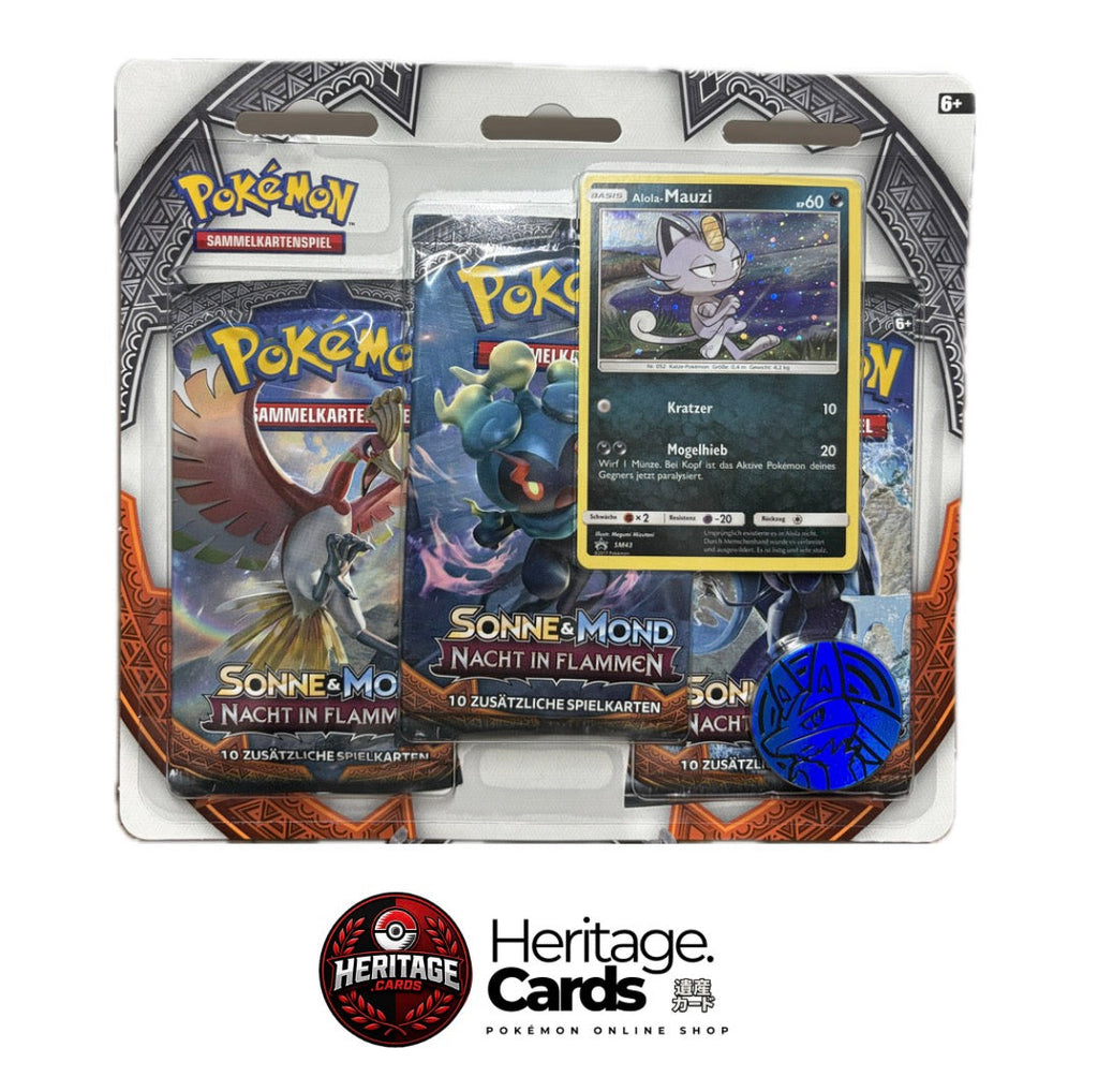 Pokémon Sonne & Mond 3 Pack Blister Deutsch – Alola-Mauzi Promo – OVP
