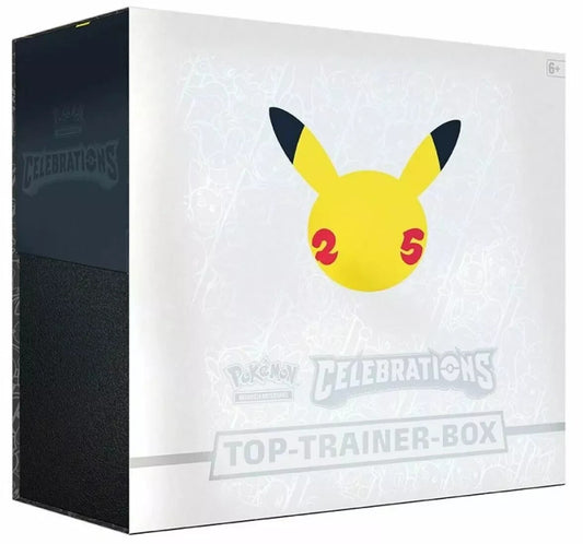 Pokémon Celebrations Top Trainer Box – 25. Jubiläum – 10 Booster, Greninja-Foil-Karte, Zubehör – Deutsch 
