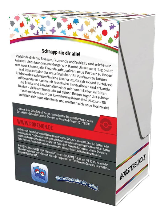 Pokémon TCG 151 Booster Bundle – 6 Boosterpacks der Scarlet & Violet 151 Erweiterung mit klassischen Kanto-Pokémon wie Glurak, Mew und Bisasam – offizielles Sammelkarten-Set für Sammler und Fans